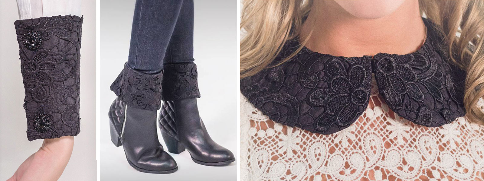 Lace cuffs, boot toppers, and collars